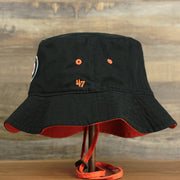 The wearer's left on the Philadelphia Flyers Logo Orange Undervisor Bucket Hat | Black Bucket Hat