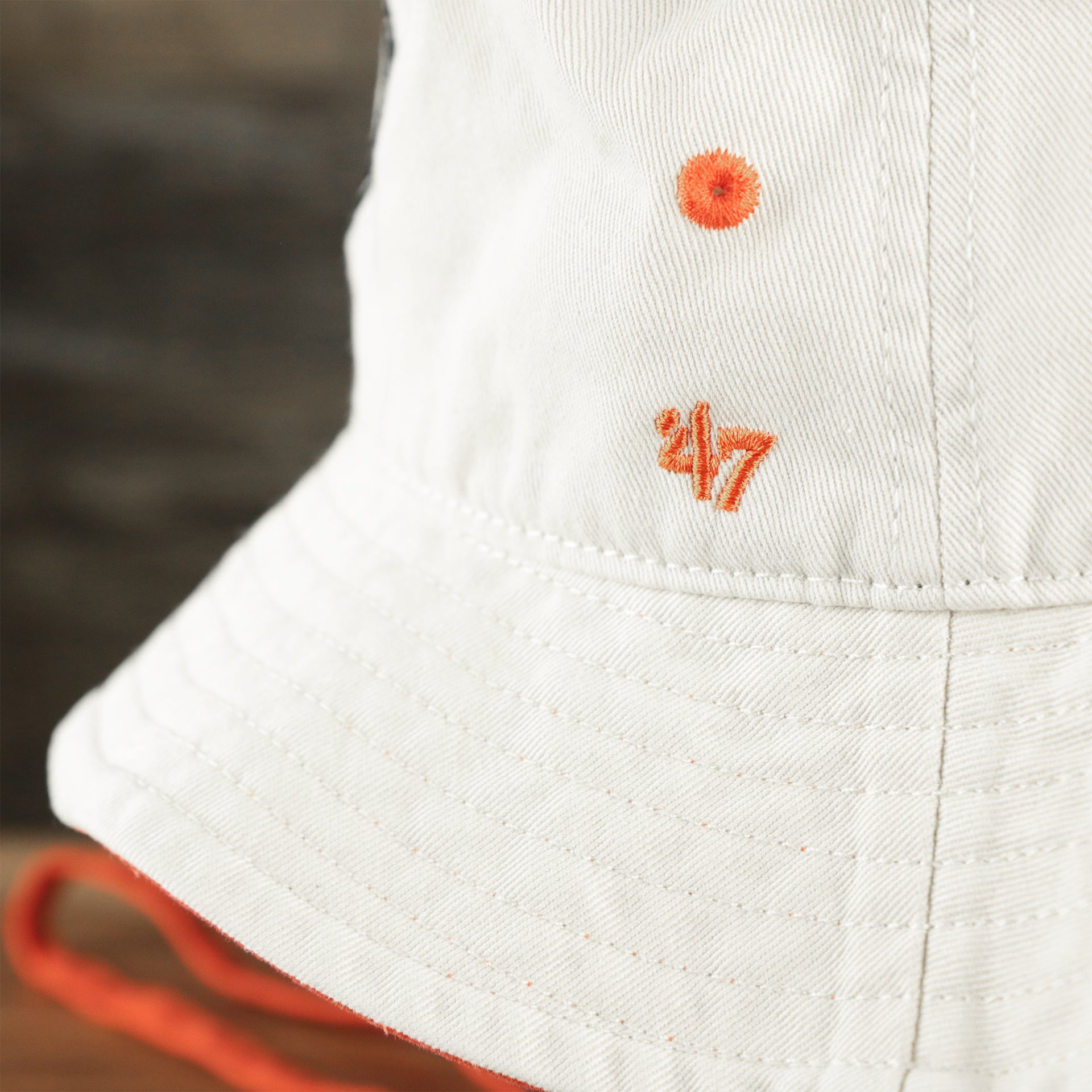 The 47 Brand Logo on the Philadelphia Flyers Logo Orange Undervisor Bucket Hat | Natural Bucket Hat