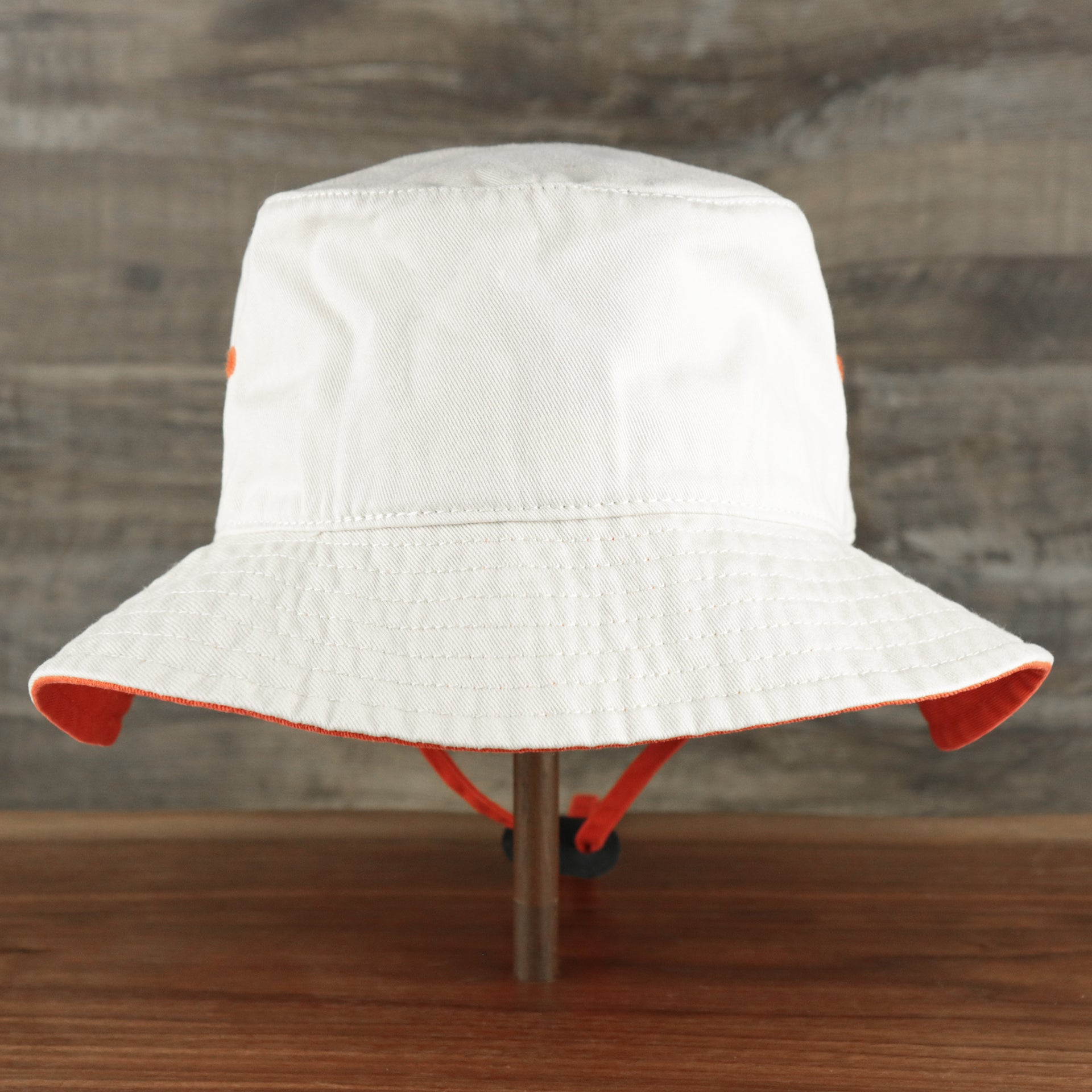 The backside of the Philadelphia Flyers Logo Orange Undervisor Bucket Hat | Natural Bucket Hat