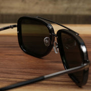 The inside of the Round Frames Black Lens Sunglasses with Black Silver Frame