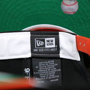 The New Era Tag on the San Francisco Giants MLB Side Font Green Bottom 9Fifty Snapback Cap | Black Snap Cap