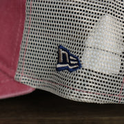 A close up of the New Era logo on the Philadelphia Phillies New Era 9Twenty Washed Trucker Youth hat