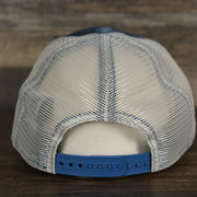 The backside of the Philadelphia 76ers New Era 9Twenty Washed Trucker hat