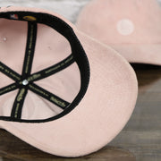 pink under visor on the Golden State Warriors Microsuede Pink Adjustable Dad Hat