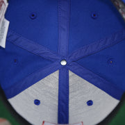 inside taping of the Texas Rangers Cooperstown American Needle Green Bottom Throwback Blue Wool Dad Hat | OSFM