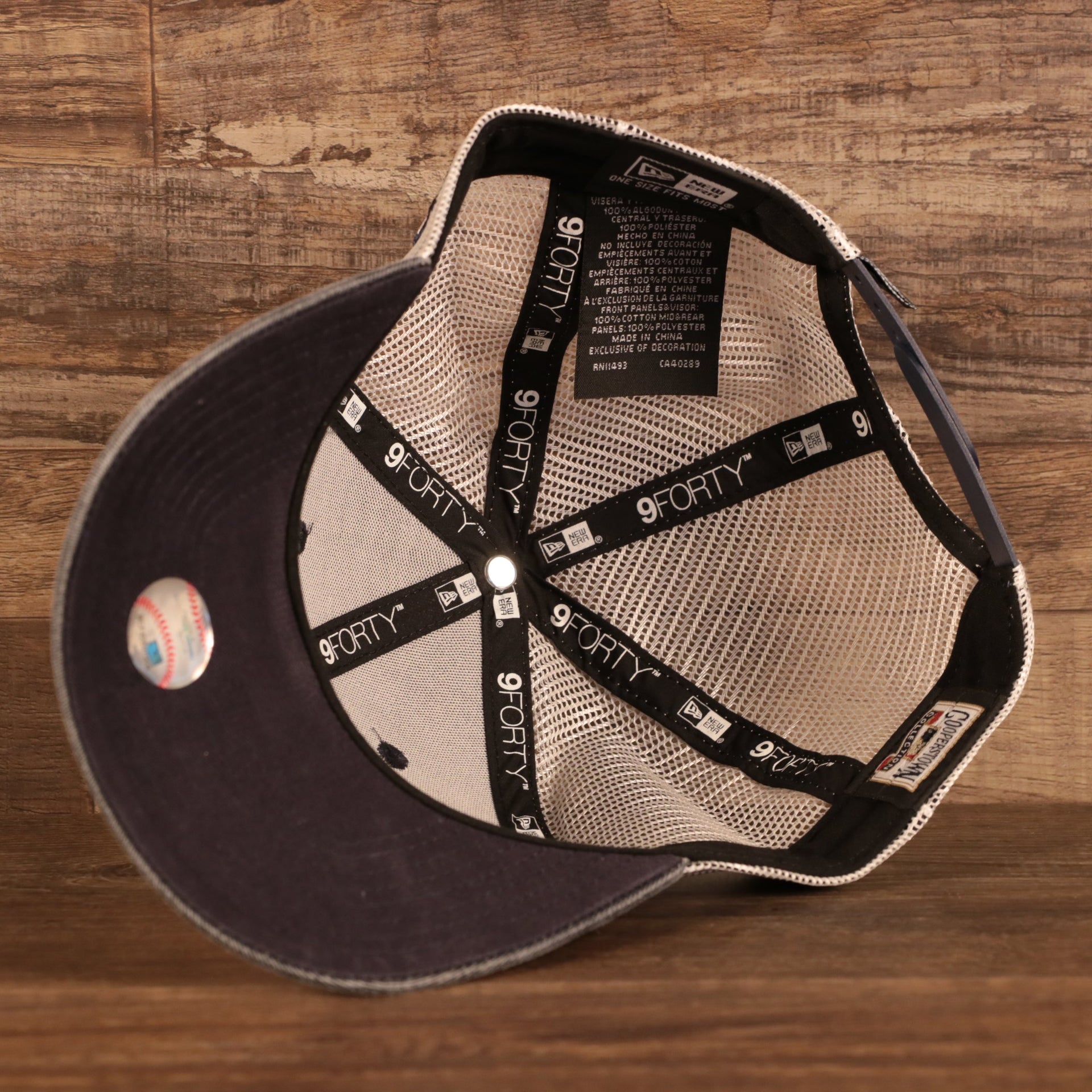 under visor on the New York Yankees Vintage Dark Gray Adjustable 9Forty Trucker Dad Hat