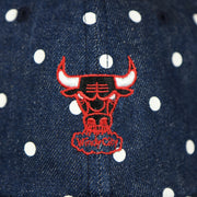 bulls logo on the Chicago Bulls Polka Dot Denim Adjustable Dad Hat