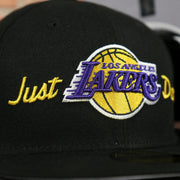 the word just on the Just Don X NBA Los Angles Lakers All Star Weekend Black 59Fifty Fitted Cap