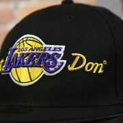 the word don on the Just Don X NBA Los Angles Lakers All Star Weekend Black 59Fifty Fitted Cap