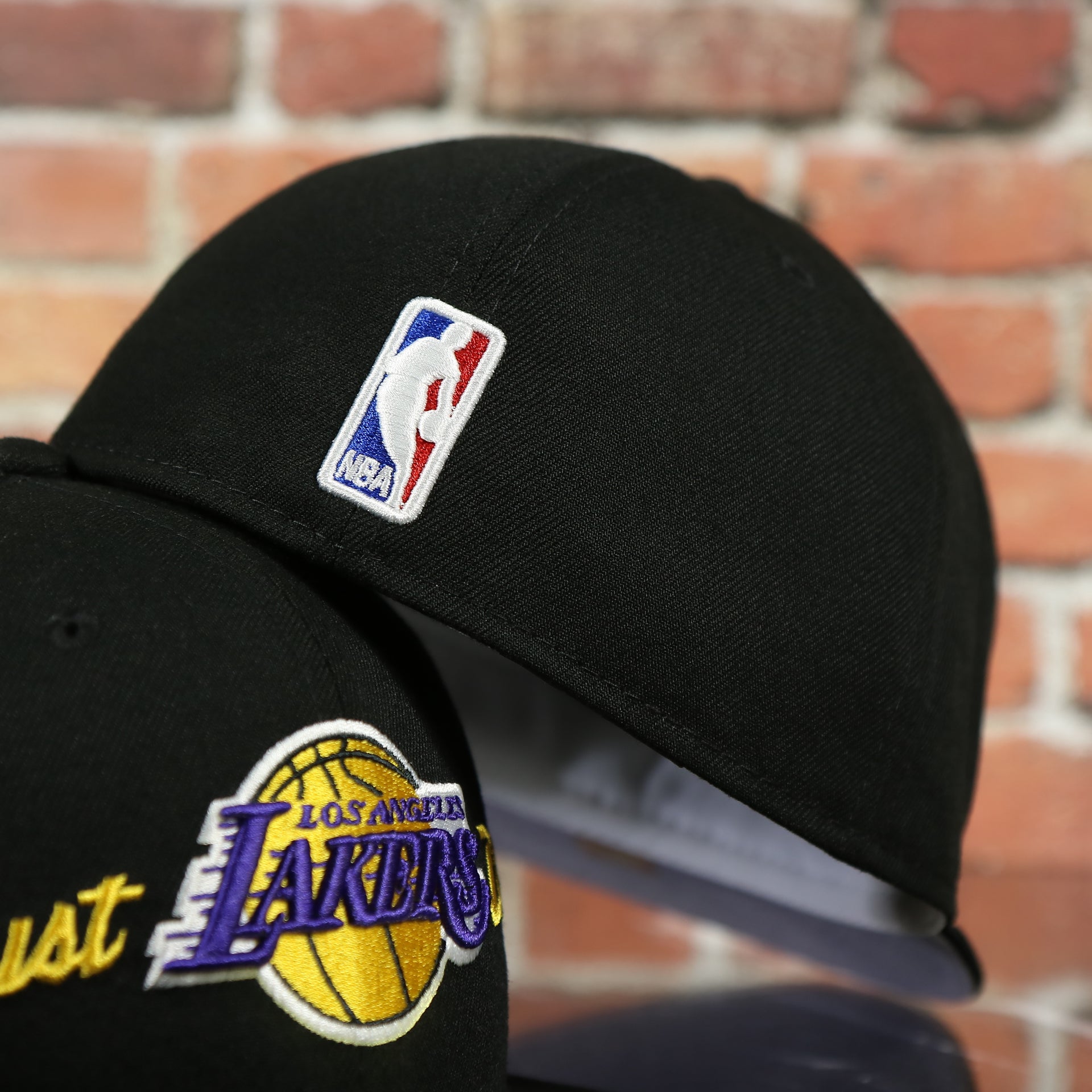 NBA logo on the Just Don X NBA Los Angles Lakers All Star Weekend Black 59Fifty Fitted Cap