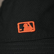 A close up of the MLB Batterman on the Baltimore Orioles MLB 2022 Spring Training Onfield Bucket Hat