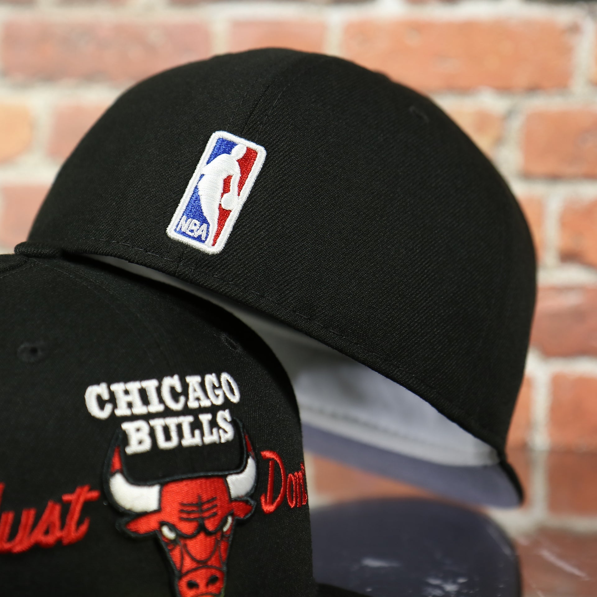 NBA logo on the Just Don X NBA Chicago Bulls All Star Weekend Black 59Fifty Fitted Cap