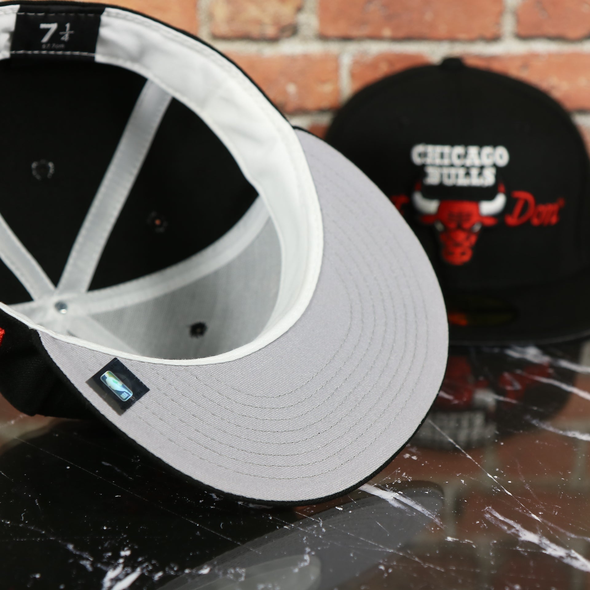 grey under visor on the Just Don X NBA Chicago Bulls All Star Weekend Black 59Fifty Fitted Cap