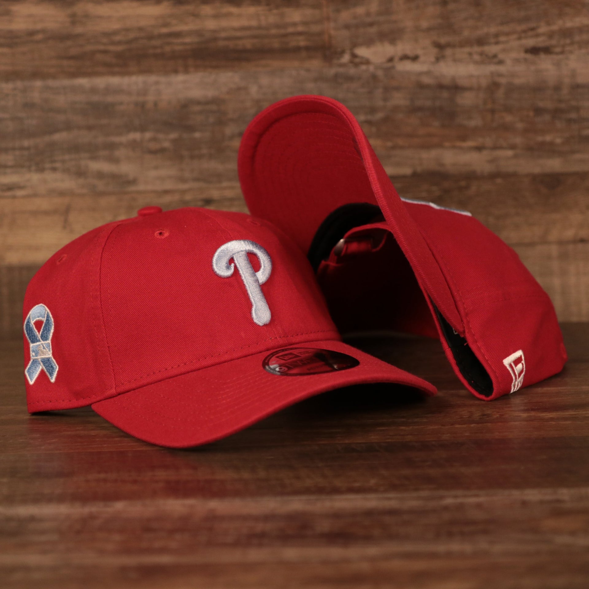 The Philadelphia Phillies red 9twenty 2021 MLB On Field Fathers Day hat by New Era.