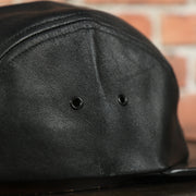 eyelets on the Huf 100% Genuine Lambskin Leather Black Five Panel Strapback Hat