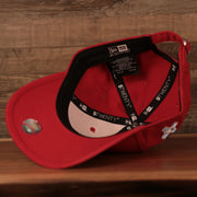 The inside look of the red Philadelphia Phillies dad hat MLB fathers day 2021 cap by New Era.