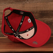An inside view of the red Phillies 9twenty dad cap by New Era for the fathers day 2021.