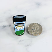 size of the Ice Cream Pint Fitted Cap Pin | Enamel Pin for Side Patch Fitted Hat