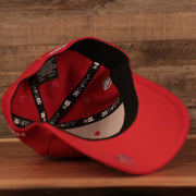 An inside view of the red Phillies 39thirty flexfit cap by New Era for the fathers day 2021.