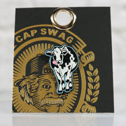 front of the Ice Cream Cow Fitted Cap Pin | Enamel Pin for Side Patch Fitted Hat