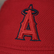 A close up of the Angles logo on the Anaheim Angels MLB 2022 Spring Training Onfield Bucket Hat