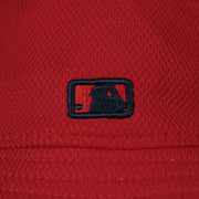 A close up of the MLB Batterman logo on the Anaheim Angels MLB 2022 Spring Training Onfield Bucket Hat
