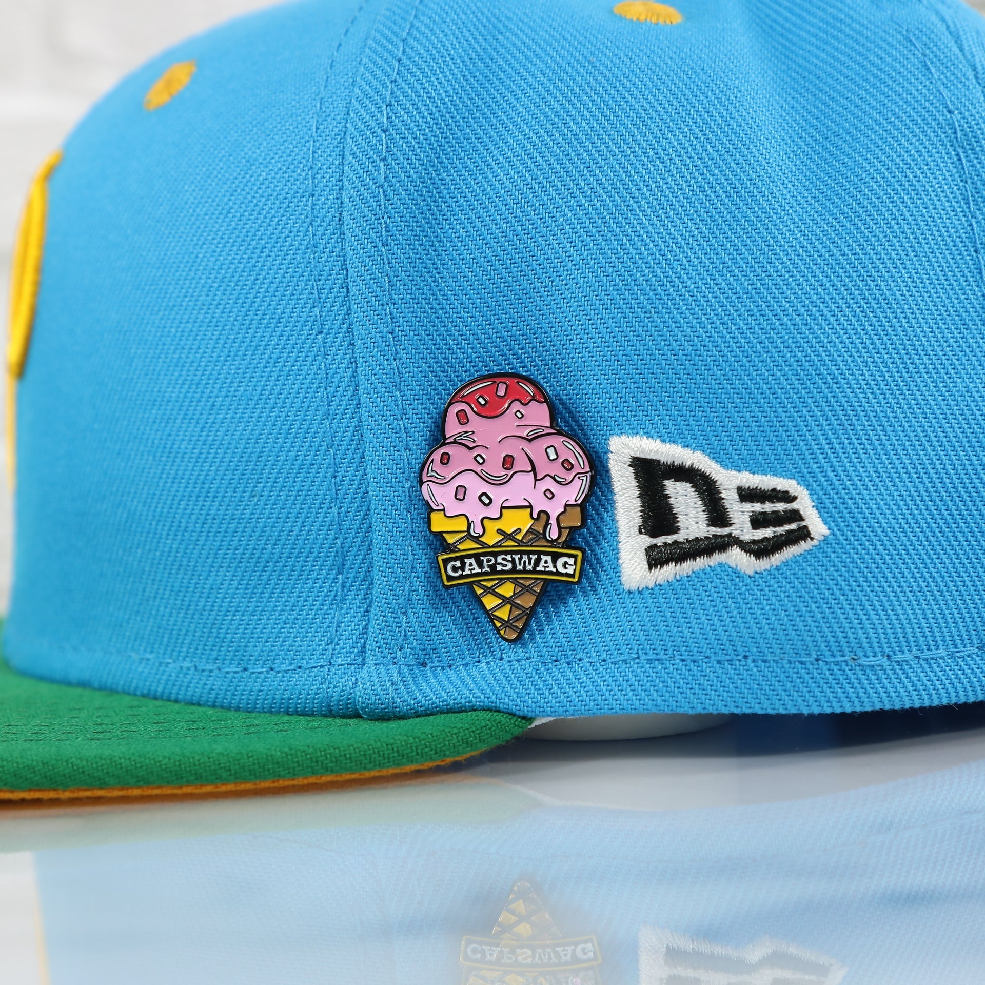 pin on the matching fitted for the Ice Cream Cone Fitted Cap Pin | Enamel Pin for Side Patch Fitted Hat