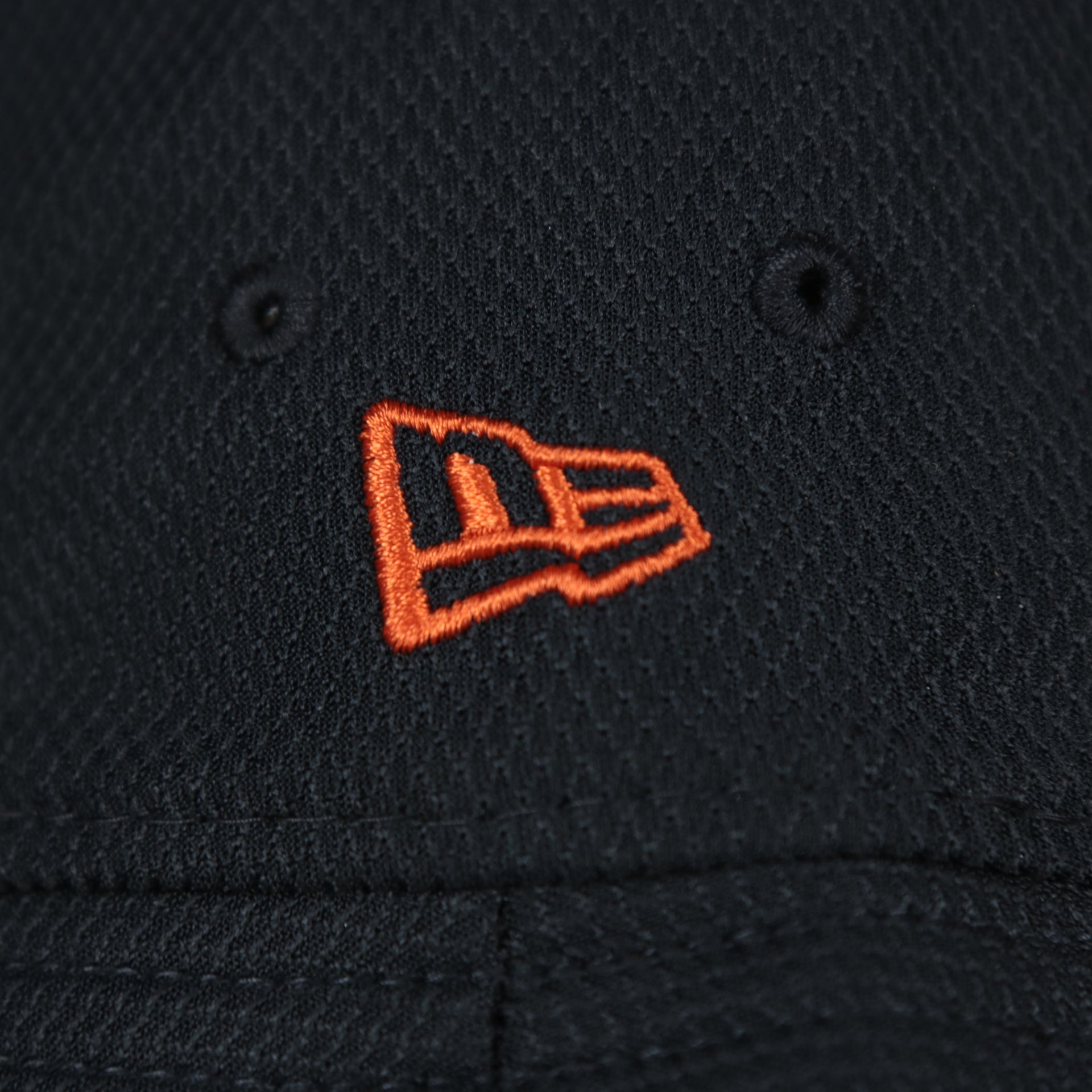 A close up of the New Era logo on the Houston Astros MLB 2022 Spring Training Onfield Bucket Hat