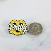 size of the Philly Pretzel Fitted Cap Pin | Enamel Pin For Hat