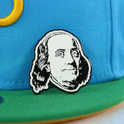 pin on the fornt of the matching fitted for the Benjamin Franklin Silhouette Fitted Cap Pin | Enamel Pin For Hat
