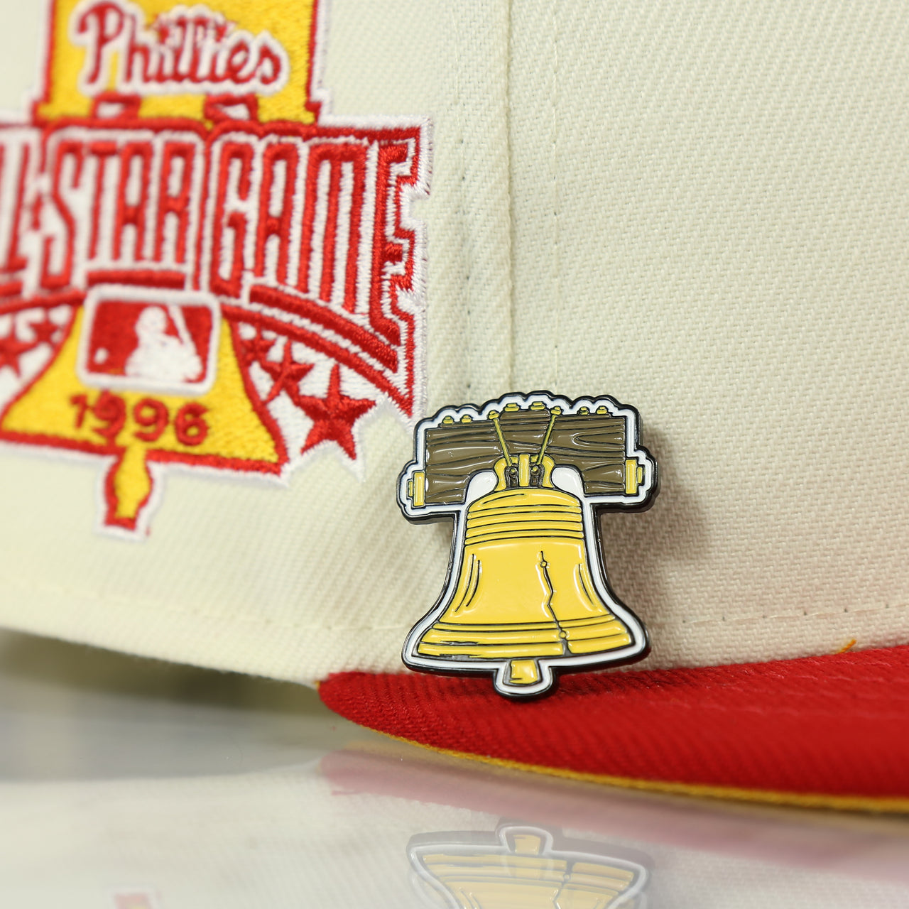 Pin on the matching fitted cap for the Philadelphia Liberty Bell Fitted Cap Pin | Enamel Pin for Side Patch Fitted Hat