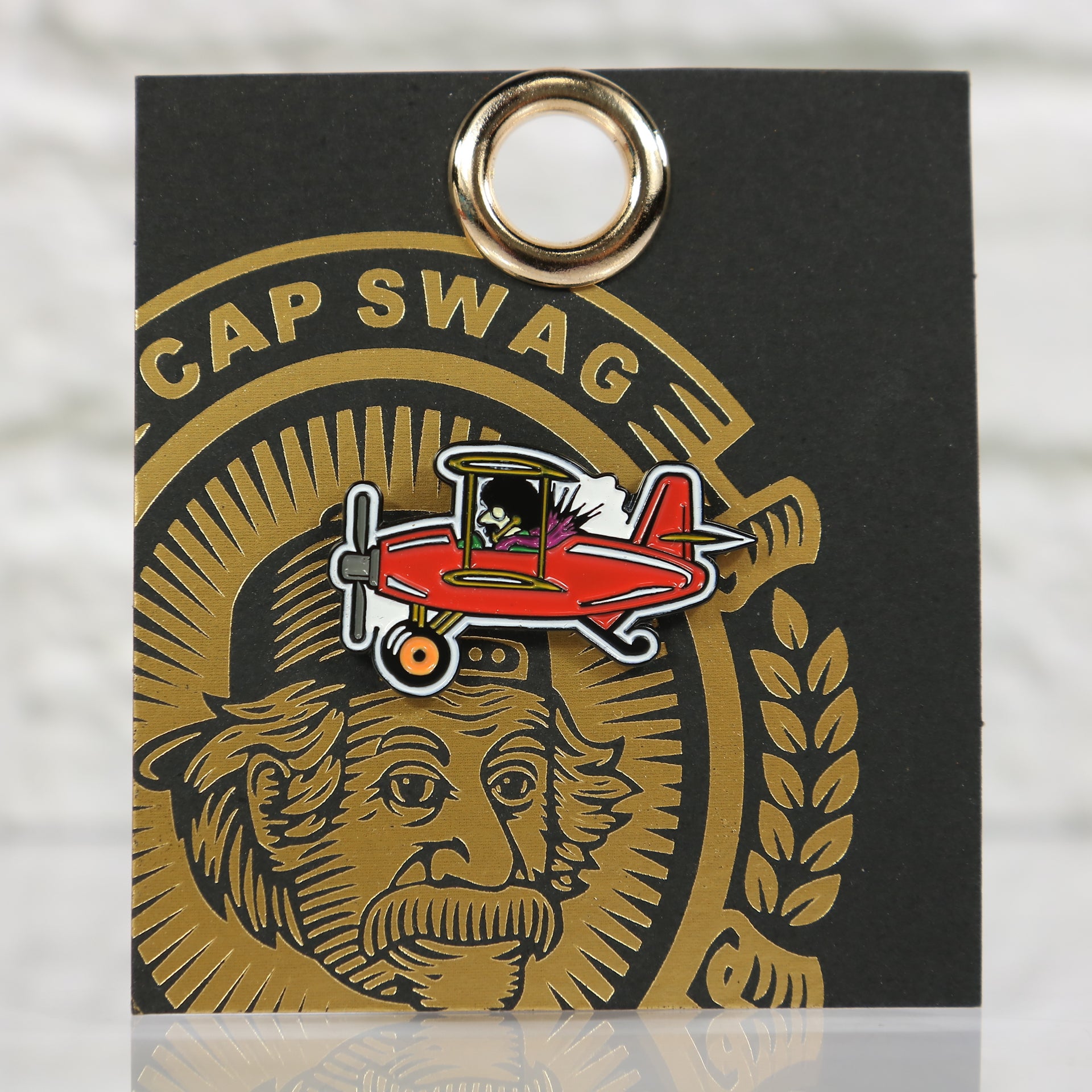 front of the Philadelphia Hoagie Plane Fitted Cap Pin | Enamel Pin for Side Patch Fitted Hat