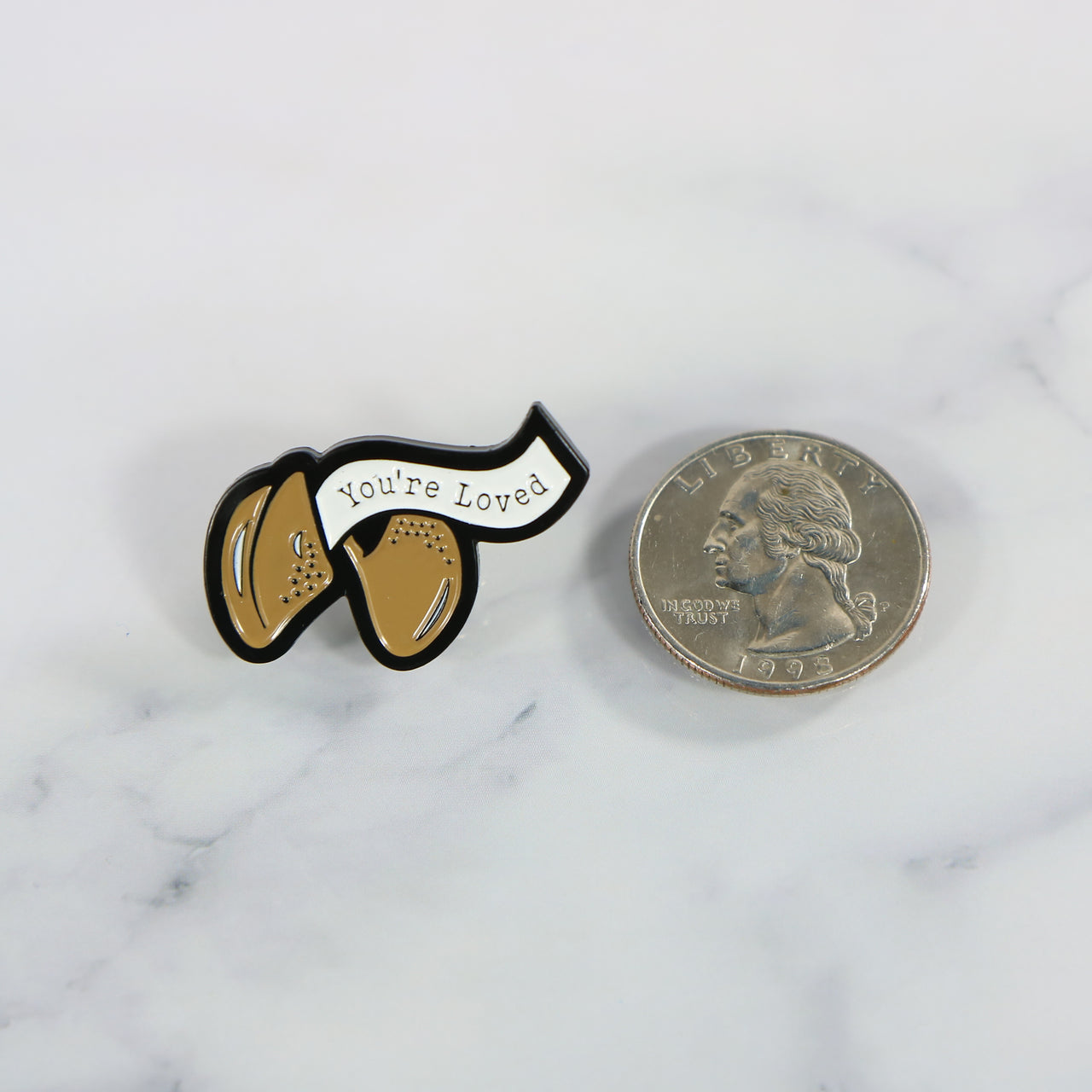 size of the Asian Heritage Fortune Cookie Fitted Cap Pin | Enamel Pin for Side Patch Fitted Hat