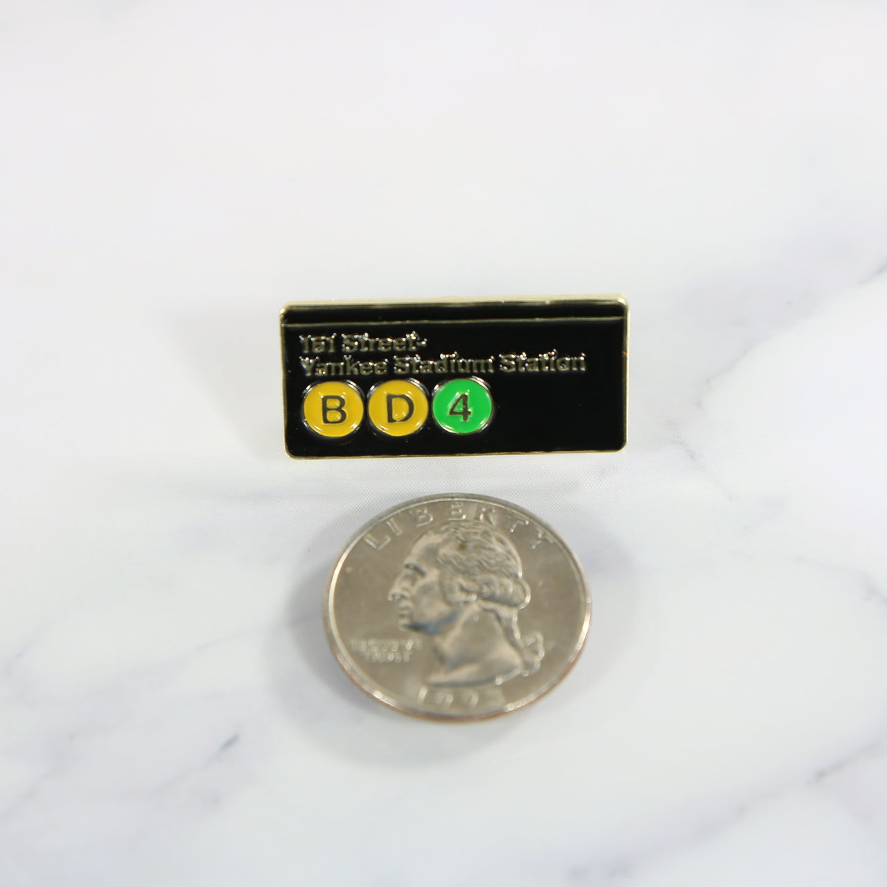 size of the 161 Street Stadium Station New York Subway Sign Fitted Cap Pin | Enamel Pin For Hat