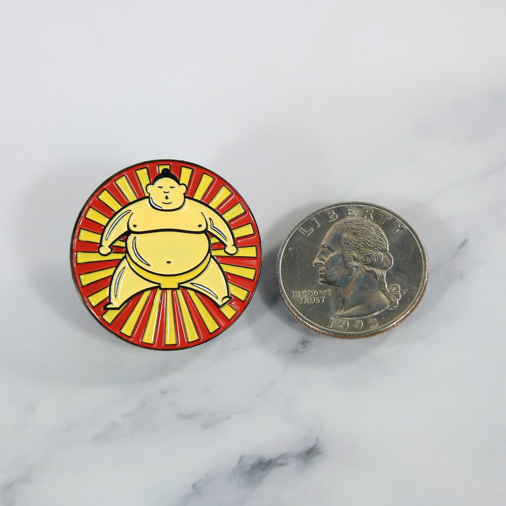 size of the Asian Heritage Sumo Fitted Cap Pin | Enamel Pin for Side Patch Fitted Hat