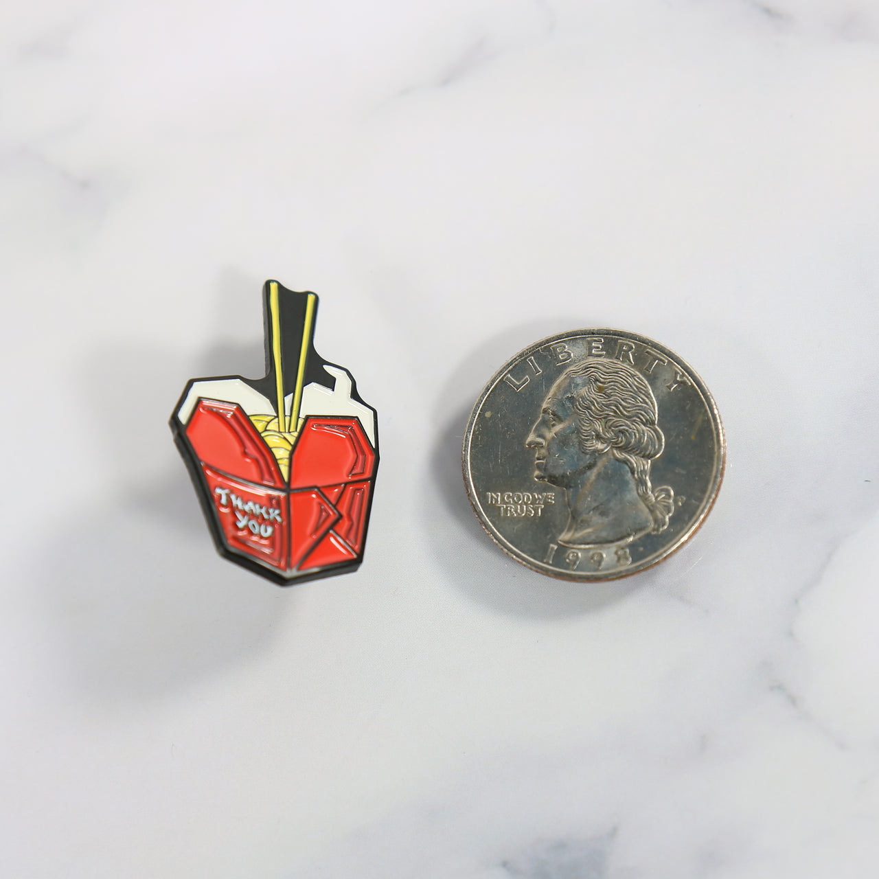 size of the Asian Heritage Takeout Box Fitted Cap Pin | Enamel Pin for Side Patch Fitted Hat
