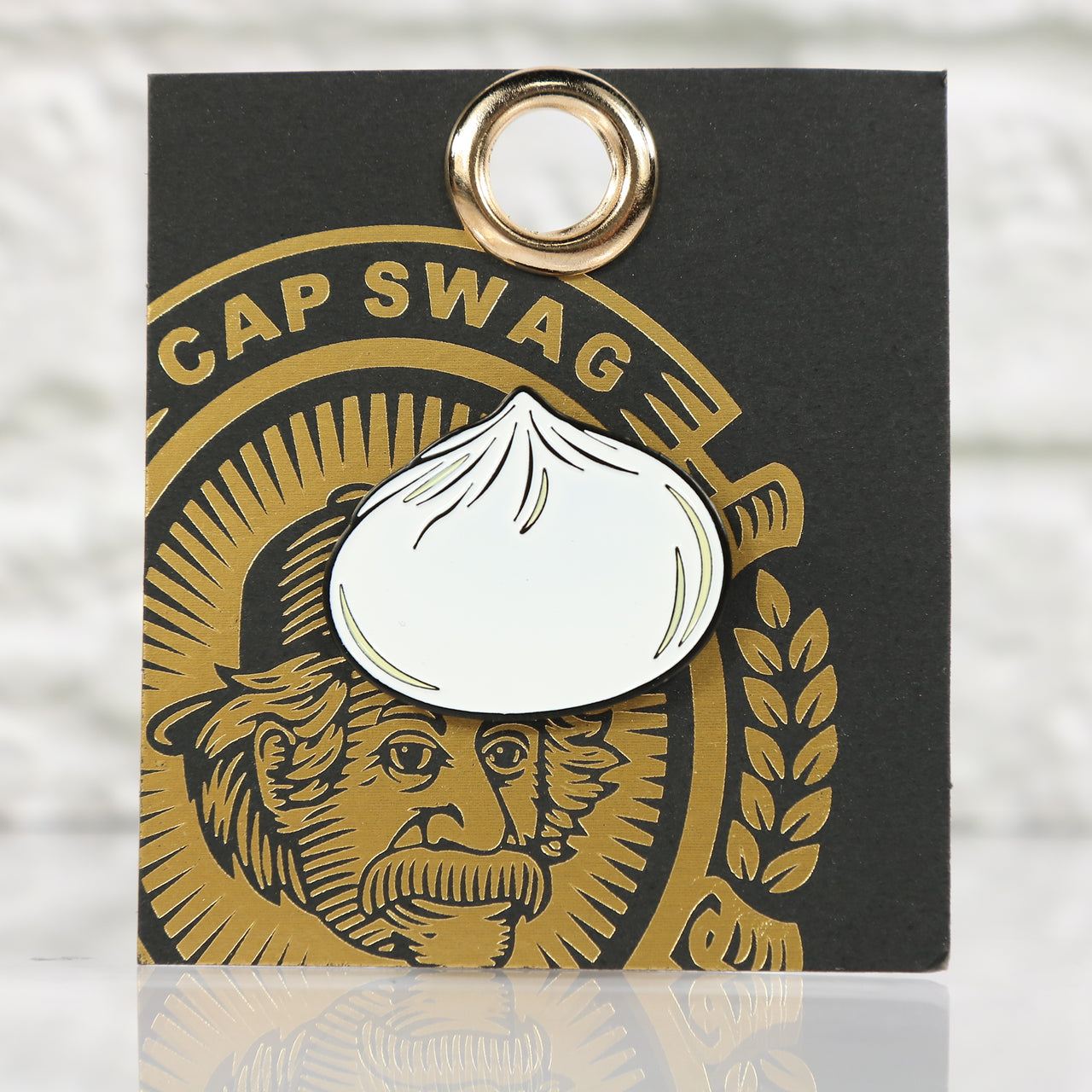front of the Asian Heritage Dumpling Fitted Cap Pin | Enamel Pin for Side Patch Fitted Hat