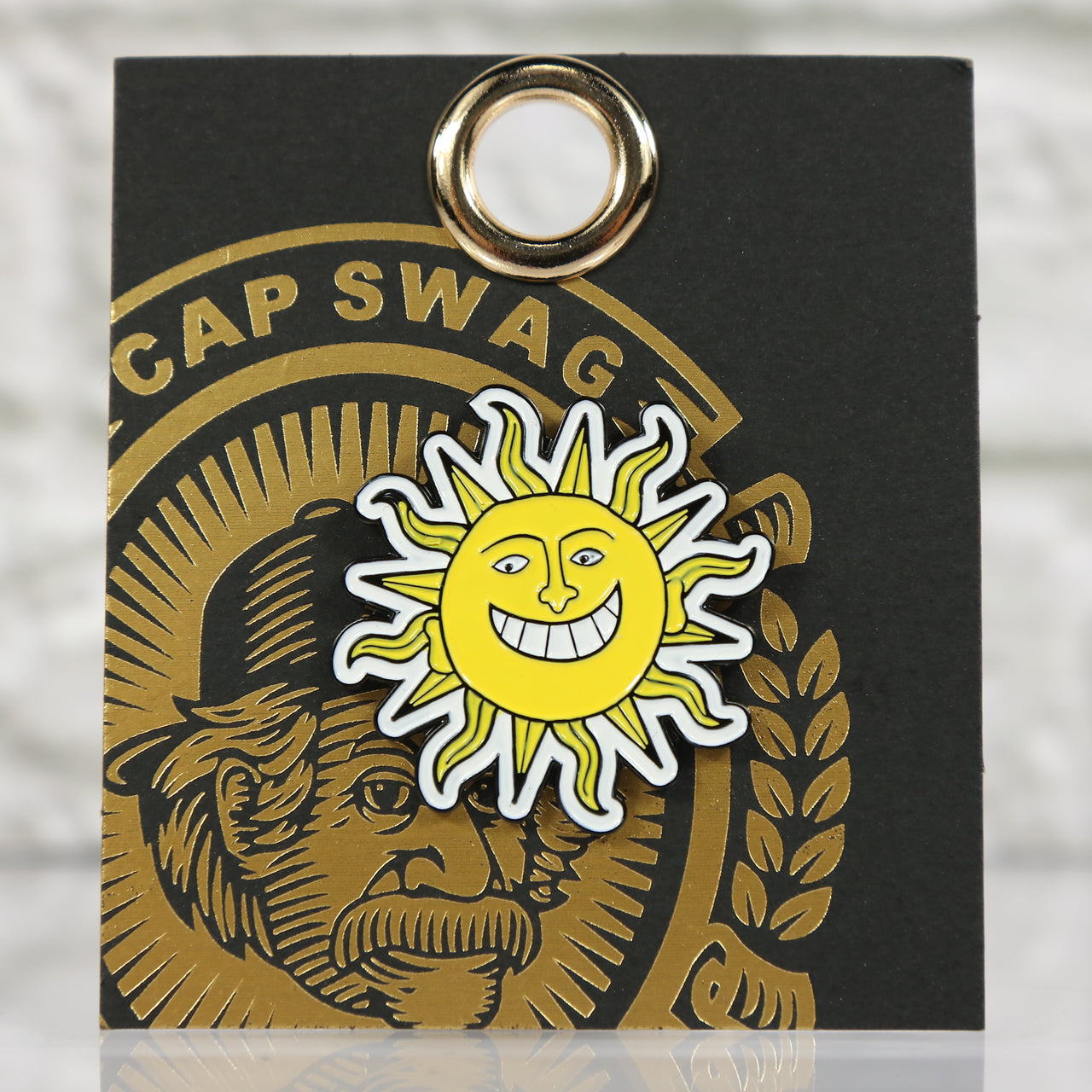 front of the Philadelphia Hoagie Sun Fitted Cap Pin | Enamel Pin for Side Patch Fitted Hat
