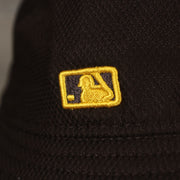 A close up of the MLB Batterman on the San Diego Padres MLB 2022 Spring Training Onfield Bucket Hat