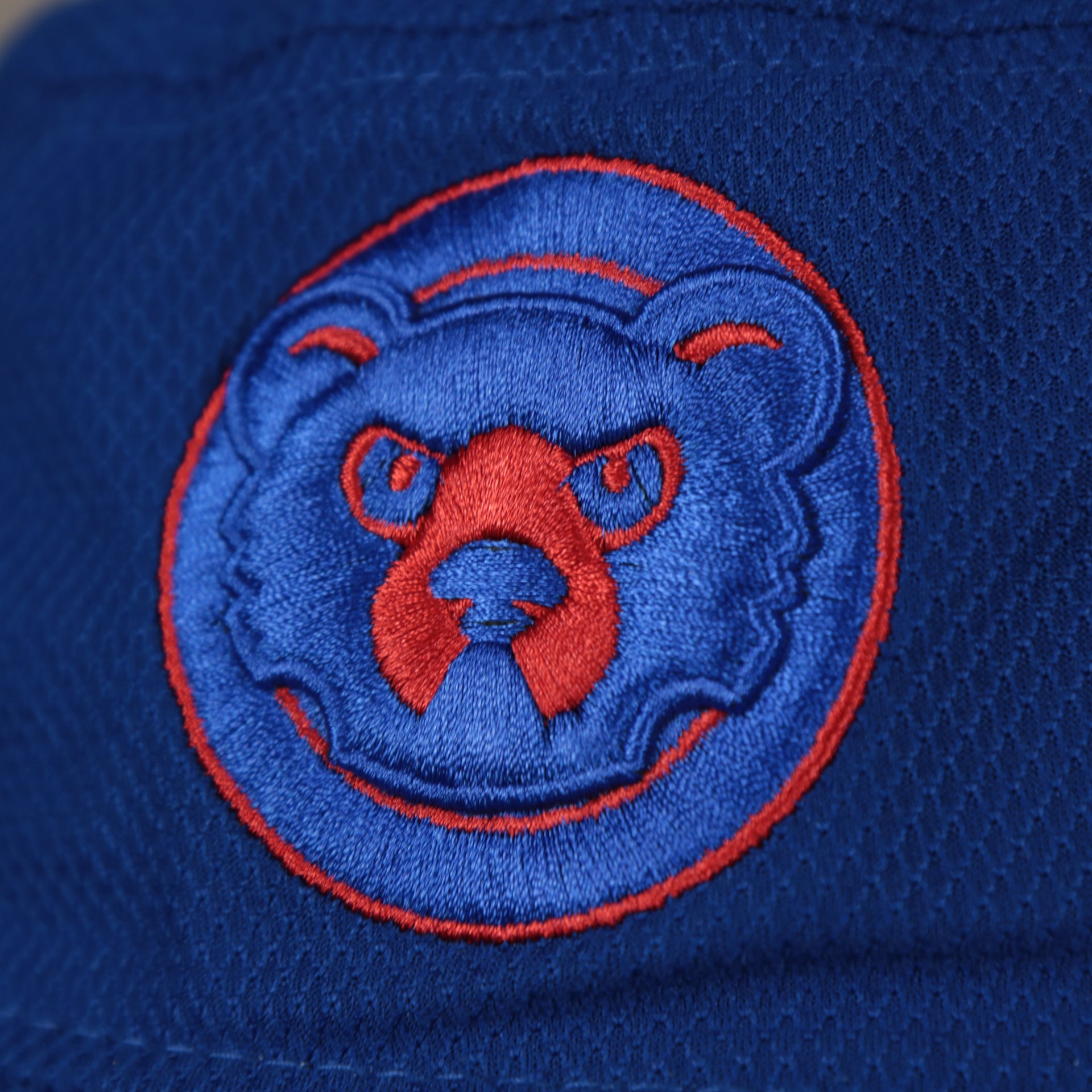 A close up of the Cubs logo on the Chicago Cubs MLB 2022 Spring Training Onfield Bucket Hat
