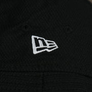 A close up of the New Era logo on the Chicago White Sox MLB 2022 Spring Training Onfield Bucket Hat
