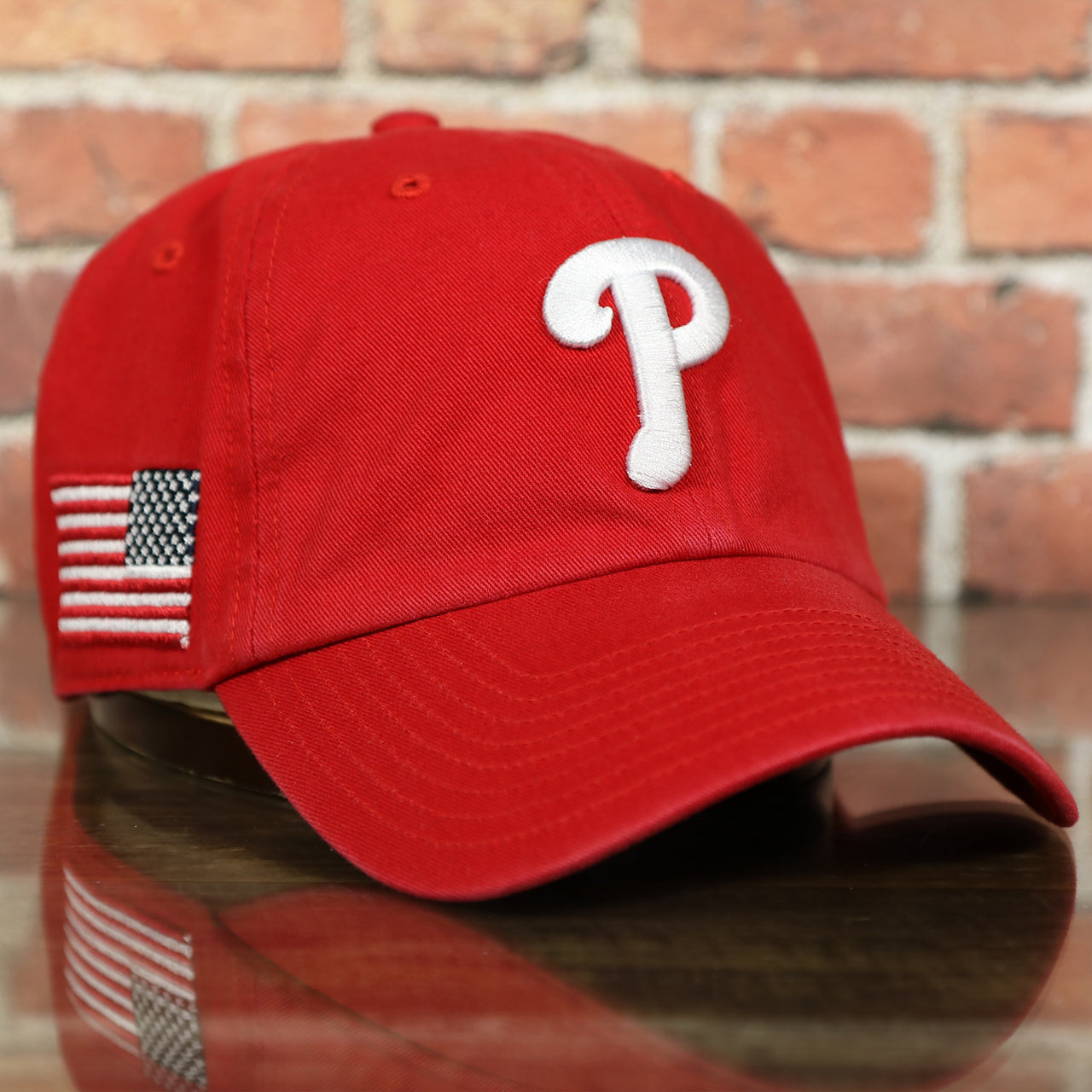 Philadelphia Phillies Star and Stripes Side Patch Dad Hat | Red Dad Hat