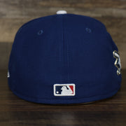 The backside of the Los Angeles Dodgers Jackie Robinson Side Patch 59Fifty Black Bottom Fitted Cap