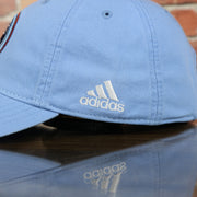 adidas logo on the side of the New York City Football Club Logo Light Blue Bottom MLS Slouch Cap | Light Blue OSFM