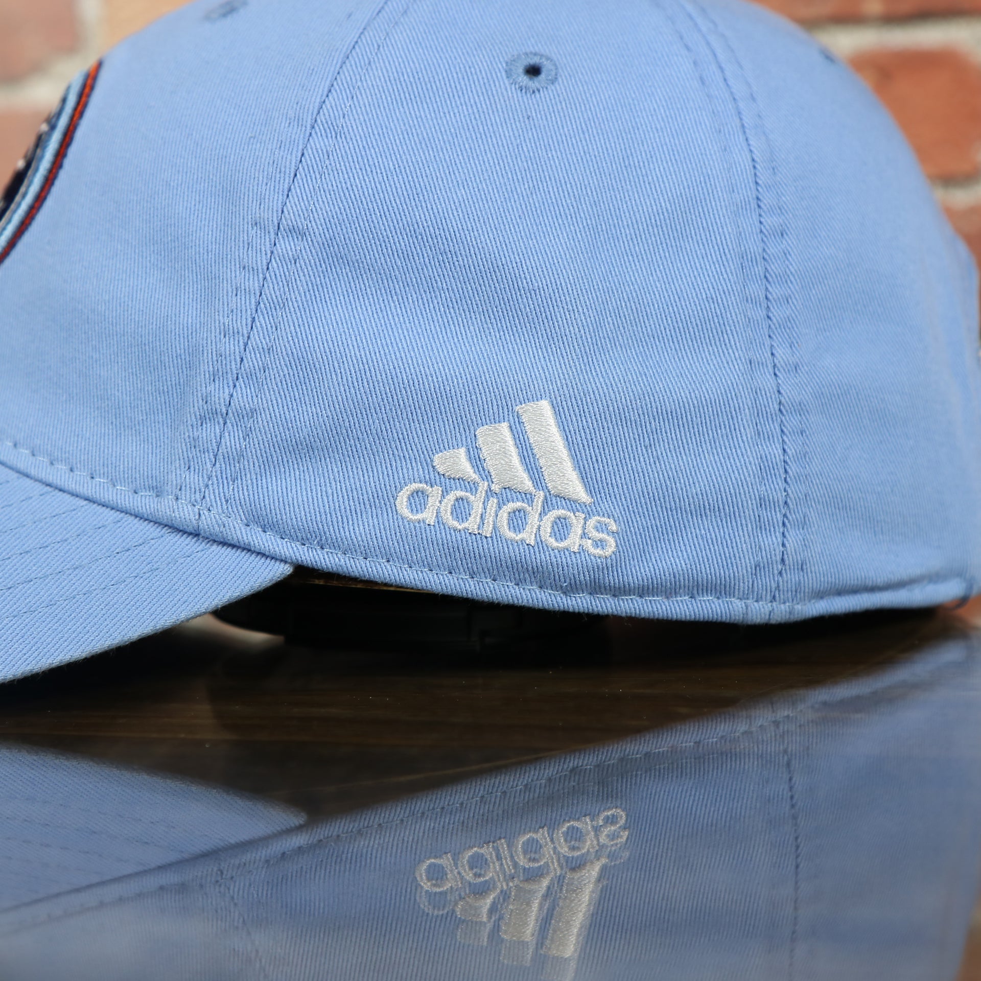 adidas logo on the side of the New York City Football Club Logo Light Blue Bottom MLS Slouch Cap | Light Blue OSFM