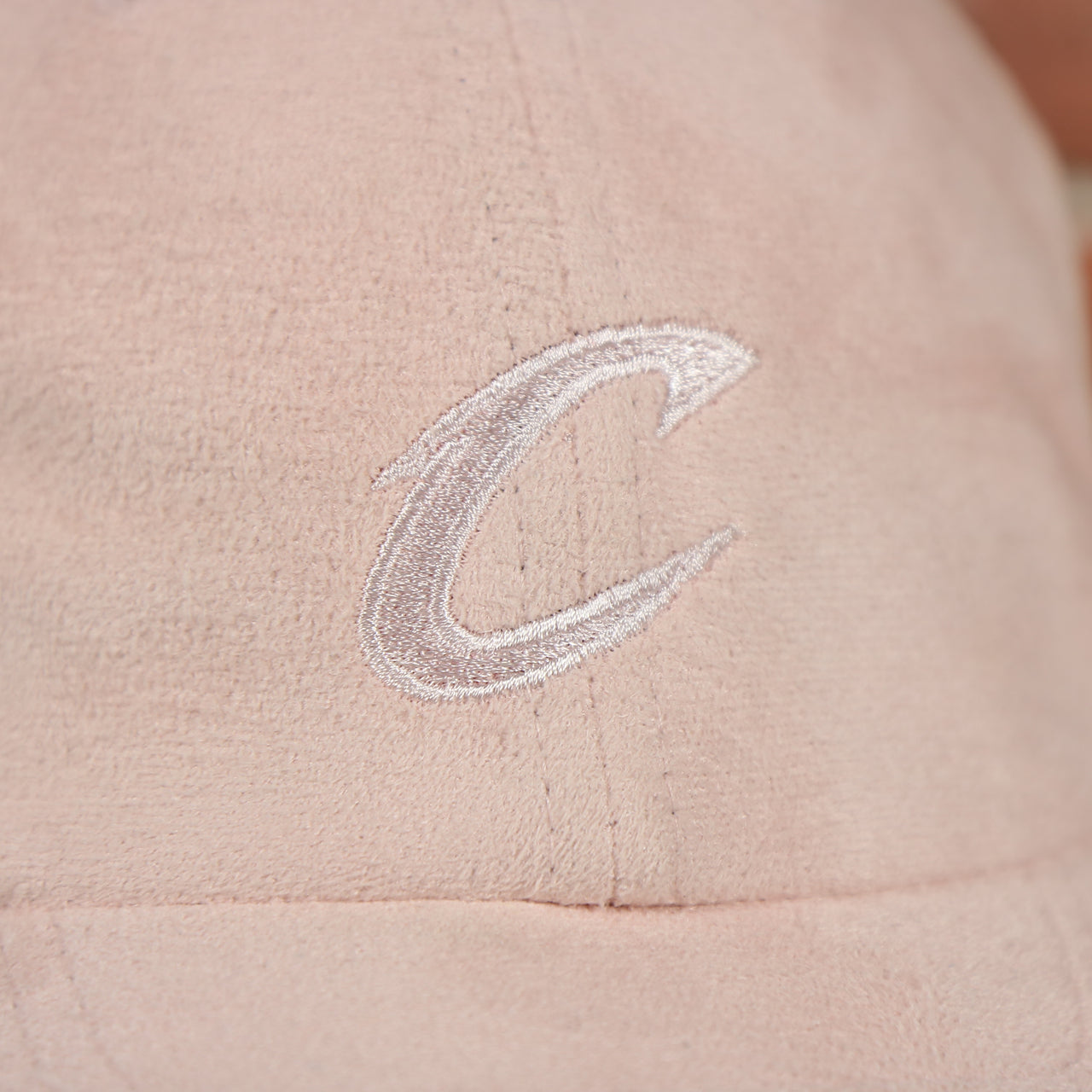 cavaliers logo on the Cleveland Cavaliers Micro Suede Pink Dad Hat