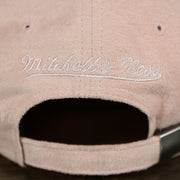 mitchell and ness logo on the Cleveland Cavaliers Micro Suede Pink Dad Hat