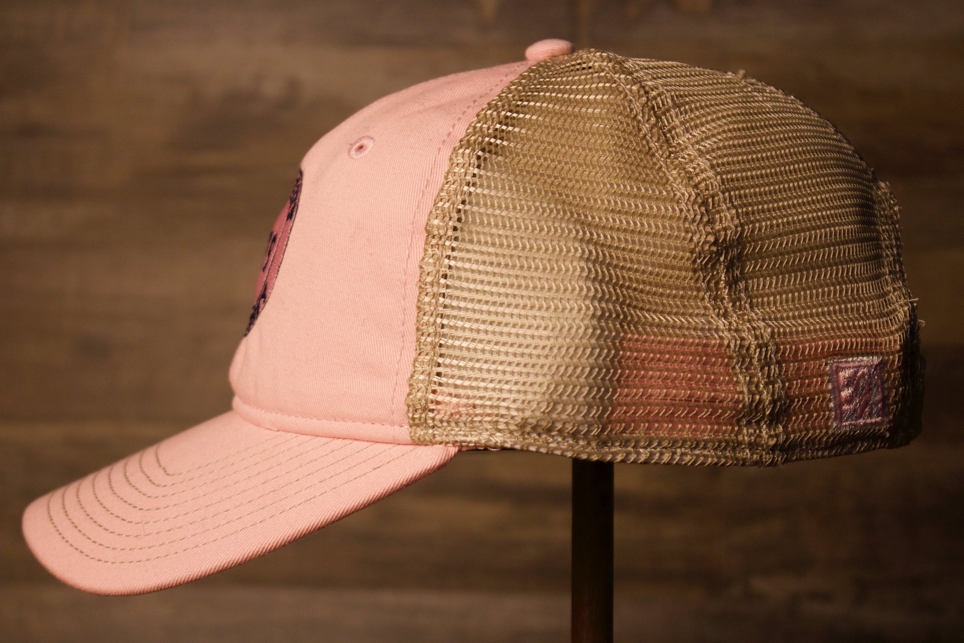 Ocean city Trucker hat Pink khaki | ocnj trucker hat pink womens hat the wearers left side has the trucker backing 