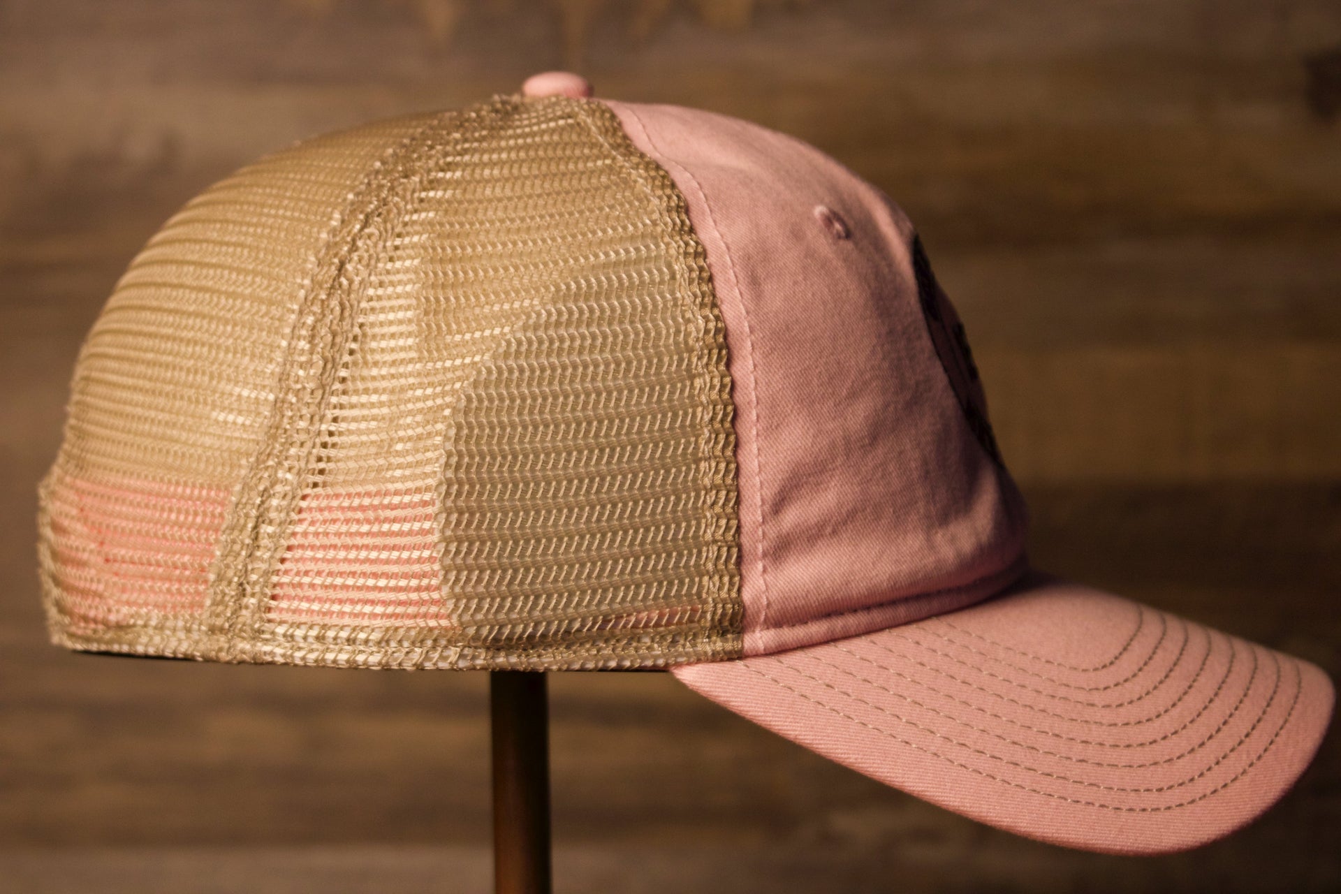 Ocean city Trucker hat Pink khaki | ocnj trucker hat pink womens hat the wearers right side has the trucker backing