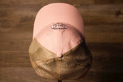 Ocean city Trucker hat Pink khaki | ocnj trucker hat pink womens hat the top is half pink and half trucker 